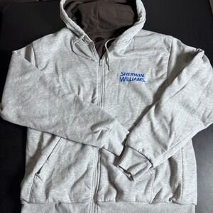 Sherwin Williams Zip Up Hoodie Mens Large Gray Solid Thermal Lined Workwear